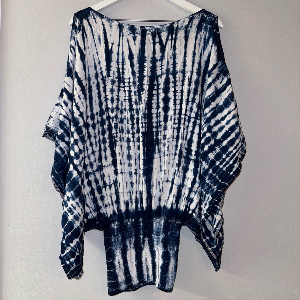 New Skemo Beach Dress Coverup Blue White Shell Medium